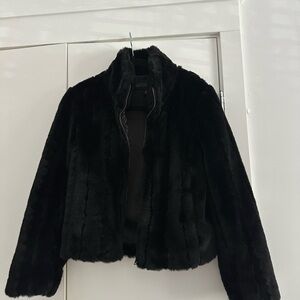 Elegant Black Faux Fur Jacket